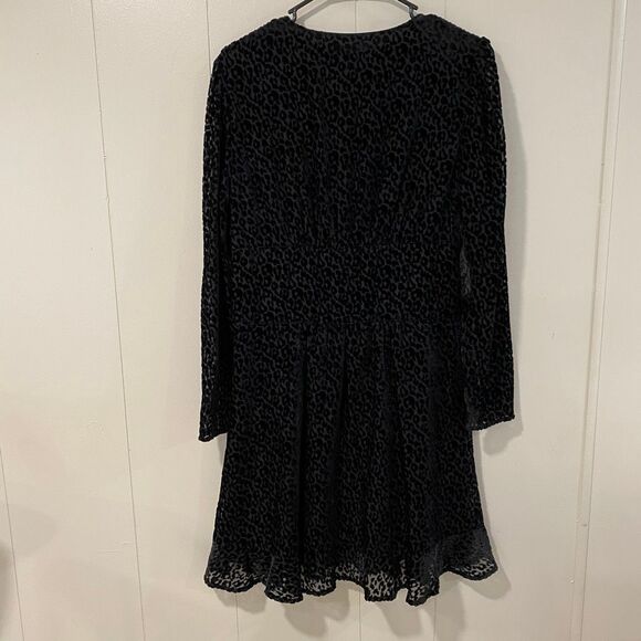 NWT The Kooples Paris Flocked Leopard Velvet Dress Black • Size 4 - Picture 4 of 16